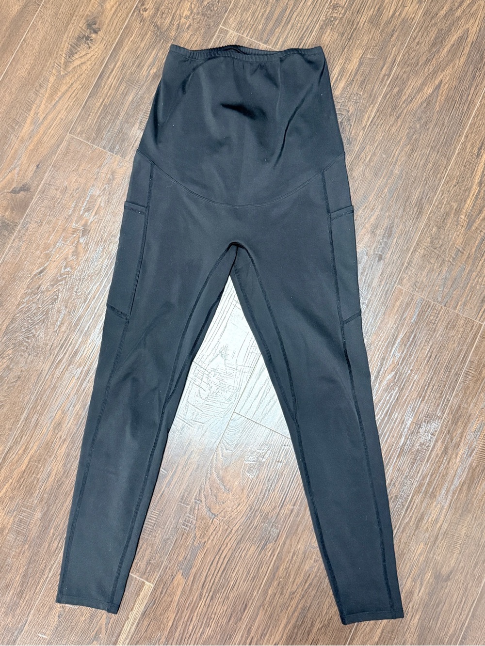 POSHDIVAH MATERNITY BLACK LEGGINGA SIDE POCKETS